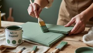 apprenez à repeindre un buffet rustique en vert sauge avec une peinture écologique pour un relooking naturel et durable de vos meubles.