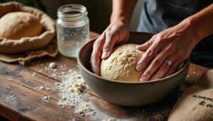 apprenez à faire du pain au levain savoureux en utilisant uniquement de la farine bio et de l’eau, pour une recette naturelle et saine à la portée de tous.