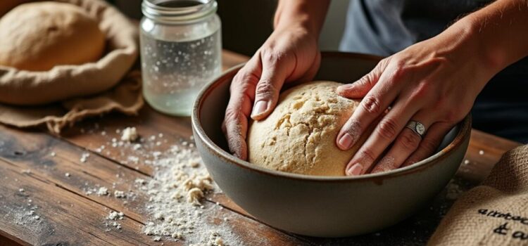 apprenez à faire du pain au levain savoureux en utilisant uniquement de la farine bio et de l’eau, pour une recette naturelle et saine à la portée de tous.