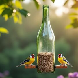 apprenez à créer une mangeoire pour oiseaux écologique en utilisant une bouteille en verre recyclée, un projet simple et durable pour attirer les oiseaux dans votre jardin.