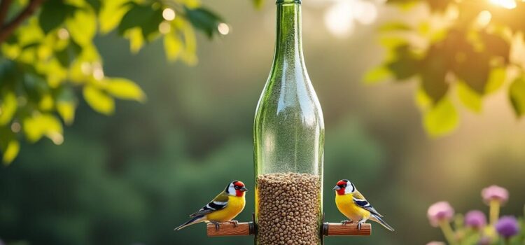 Créer une mangeoire pour oiseaux avec une bouteille en verre recyclée