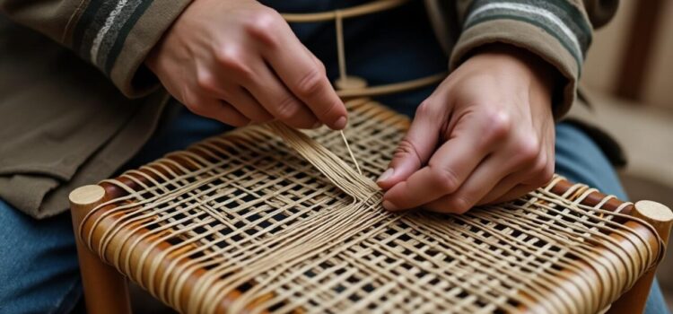 Réparer une chaise cannée trouée avec la technique du tissage à la main