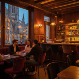 découvrez un bar chaleureux situé au cœur du quartier, à deux pas de la cathédrale, où convivialité et ambiance accueillante vous attendent.