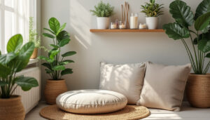 découvrez comment aménager un coin méditation dans une petite chambre pour créer un espace zen et apaisant, même avec peu de place.