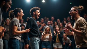 explorez le théâtre d’improvisation engagé, un art vivant qui mêle créativité et convictions pour sensibiliser et provoquer la réflexion.