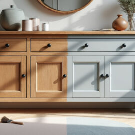 découvrez comment relooker un buffet en chêne massif grâce à la peinture minérale pour lui donner un style moderne et authentique.