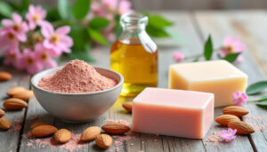 découvrez notre recette facile de savon solide à l’argile rose et huile d’amande douce, pour une peau douce, nettoyée et nourrie naturellement.